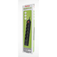 Разклонител  HAMA 137351, 5 гнезда, USB 3.4A, 1.4м, Бутон вкл/изкл, Защита срещу деца, Черен