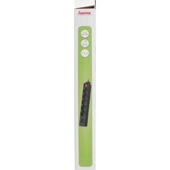 Разклонител  HAMA 137351, 5 гнезда, USB 3.4A, 1.4м, Бутон вкл/изкл, Защита срещу деца, Черен