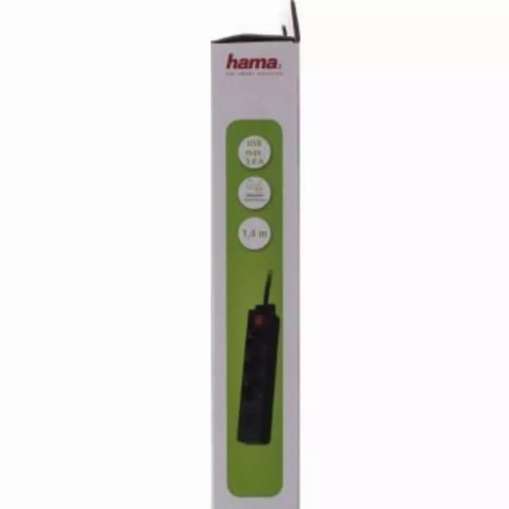 Разклонител  HAMA 137353, 3 гнезда, USB 3.4A, 1.4м, Бутон вкл/изкл, Защита срещу деца, Черен