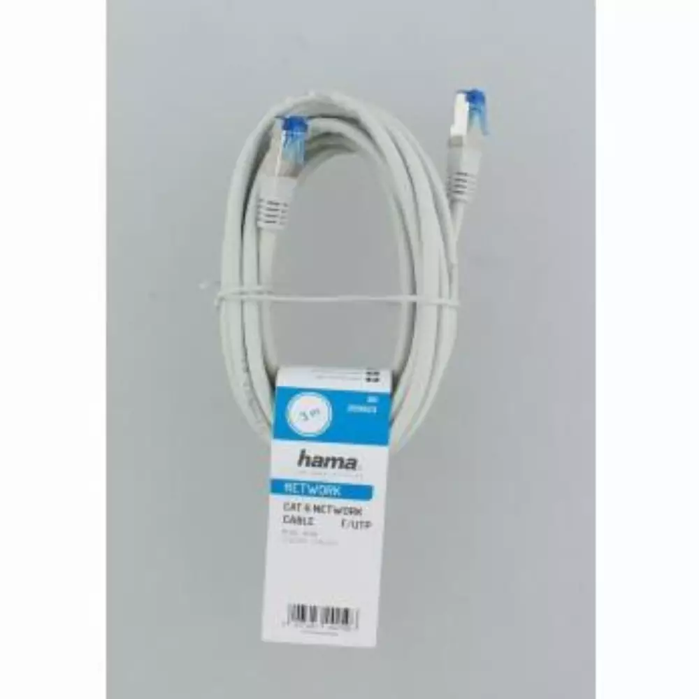 Мрежов пач кабел HAMA F/UTP, CAT 6, RJ-45 - RJ-45, 1Gbit/s, 3.0 m, Сив, Булк