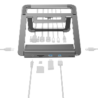 Докинг станция 12 в 1 HAMA 200106, USB, HDMI&trade;, DP, LAN, SD, microSD, Jack, Сив