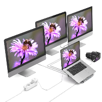 Докинг станция 12 в 1 HAMA 200106, USB, HDMI&trade;, DP, LAN, SD, microSD, Jack, Сив