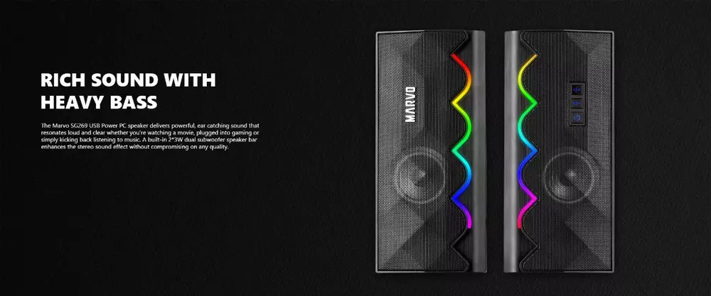 Marvo Тонколони Gaming Speakers 2.0 6W Bluetooth RGB - MARVO-SG-269