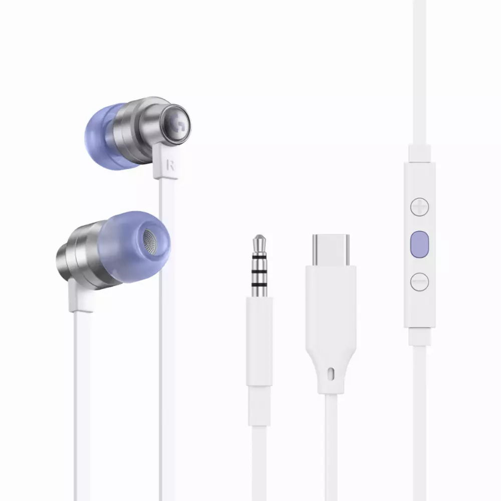 Logitech G333 In-ear 3.5 mm + USB-C adapter, wired earbuds, white Gaming Headset