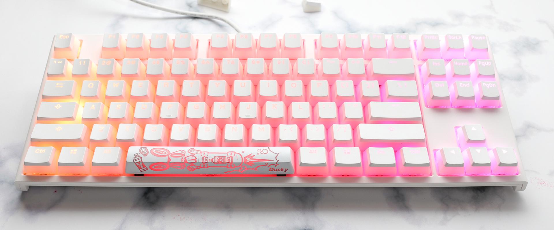 Капачки за механична клавиатура Ducky Pudding White 108-Keycap Set PBT Double-Shot US Layout