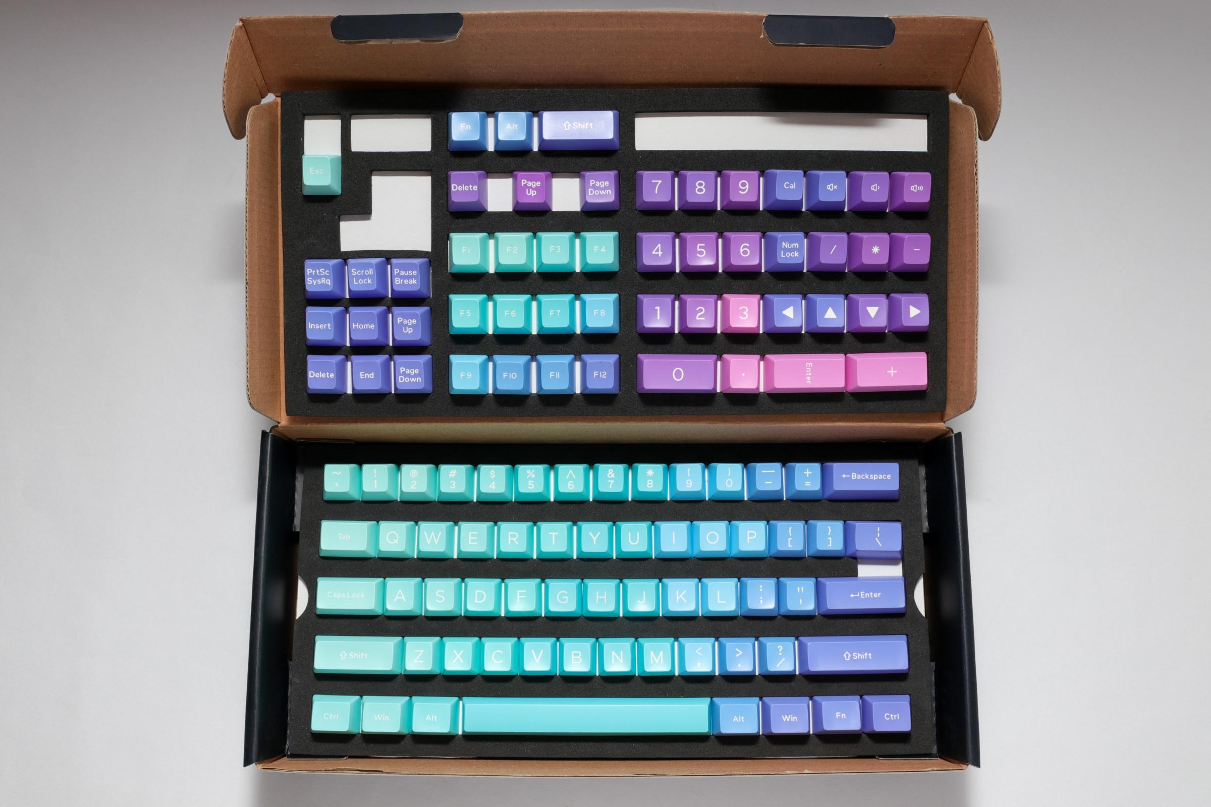 Капачки за механична клавиатура Ducky Azure, 108-Keycap Set ABS, Double-Shot, US Layout