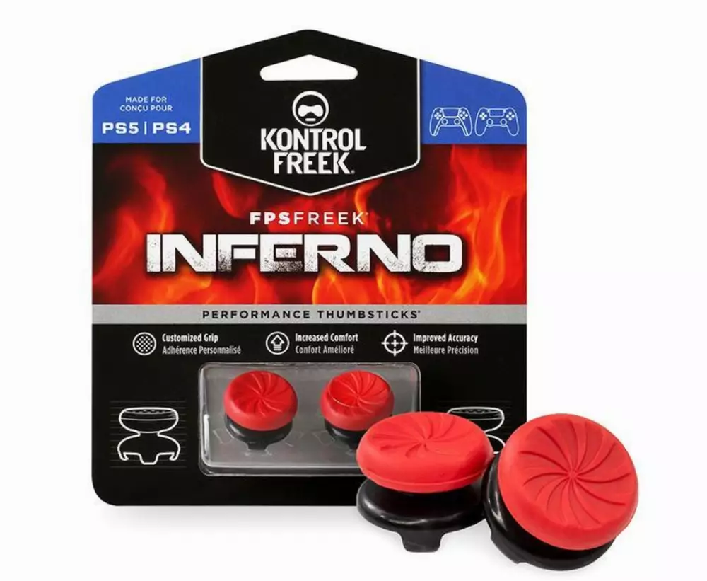 Сменяеми бутончета Thumb Grips KontrolFreek Inferno PS4/PS5 за Dual Shock/Dual Sense, червени