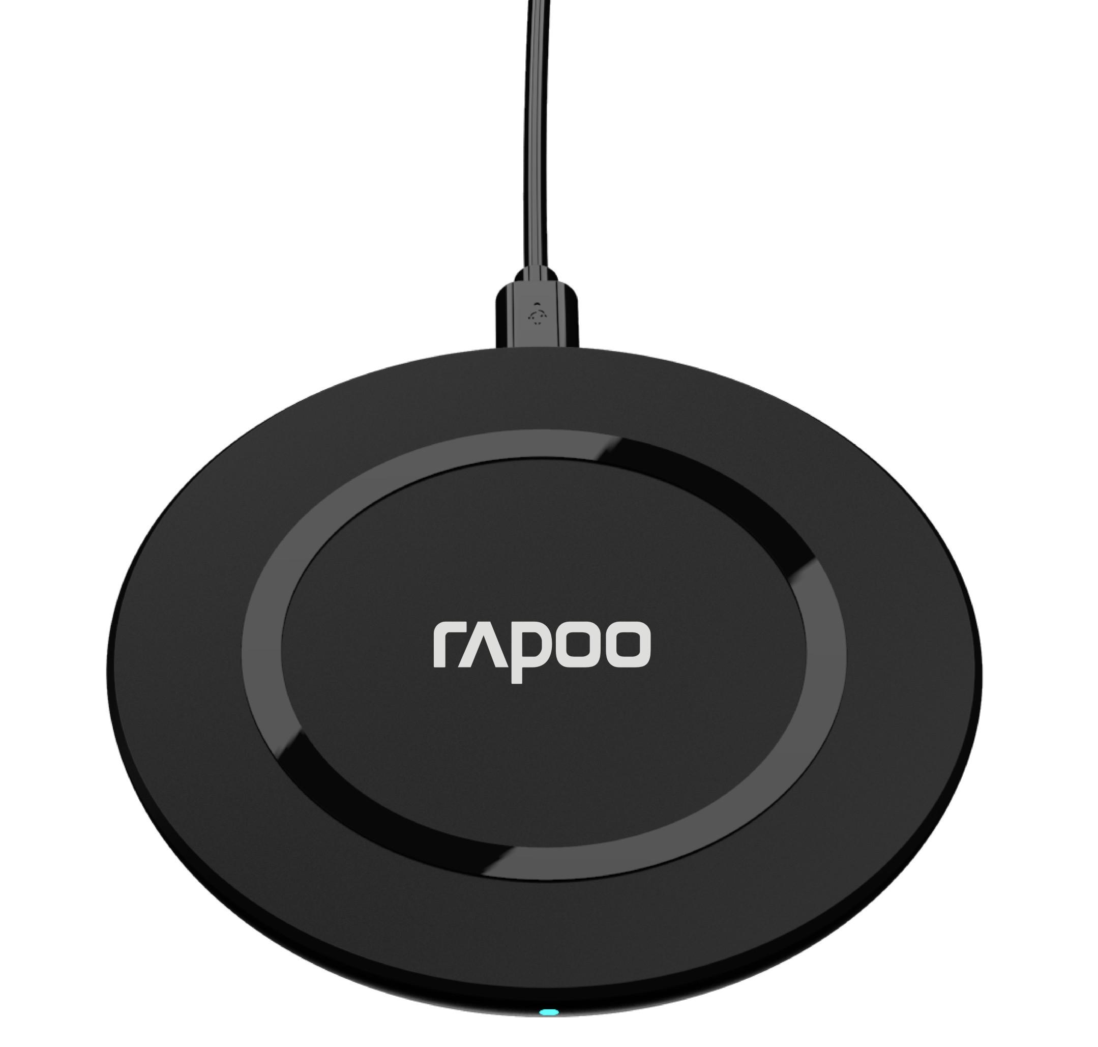 Безжично зарядно устройство с адаптер RAPOO XC140, Qi, 2.5/5/7.5/10W, Черен