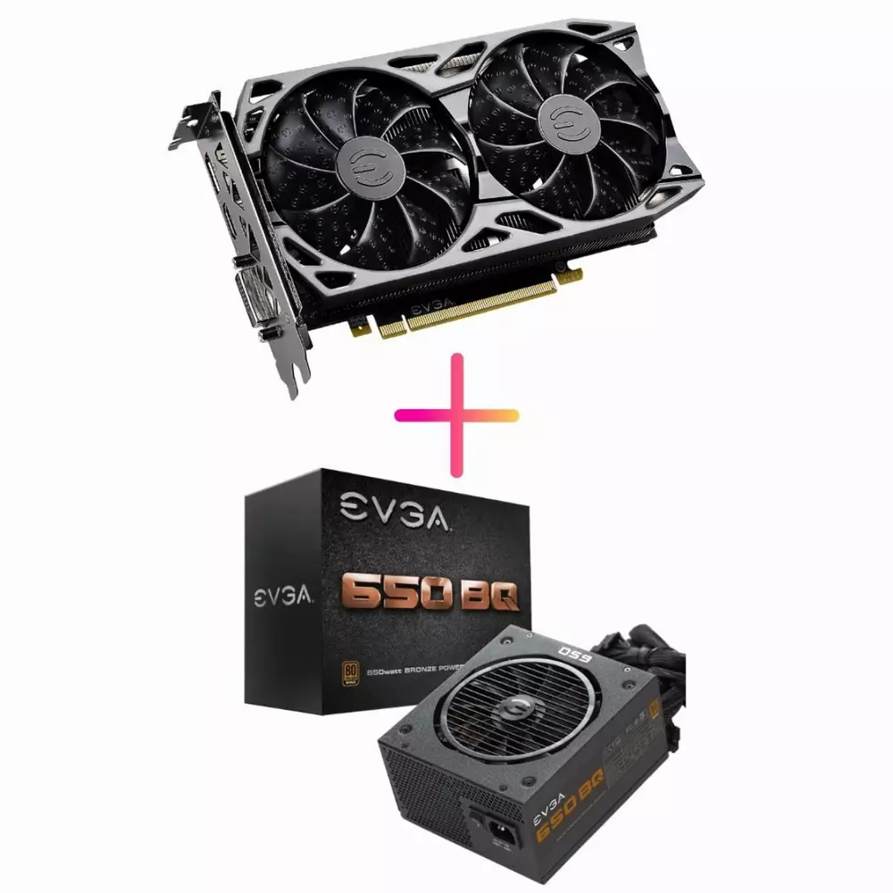 Комбо оферта видео карта + захранване EVGA GeForce GTX 1660 SC ULTRA GAMING 6GB GDDR5 +  EVGA 650BQ 650W 80+ Bronze Semi Modular