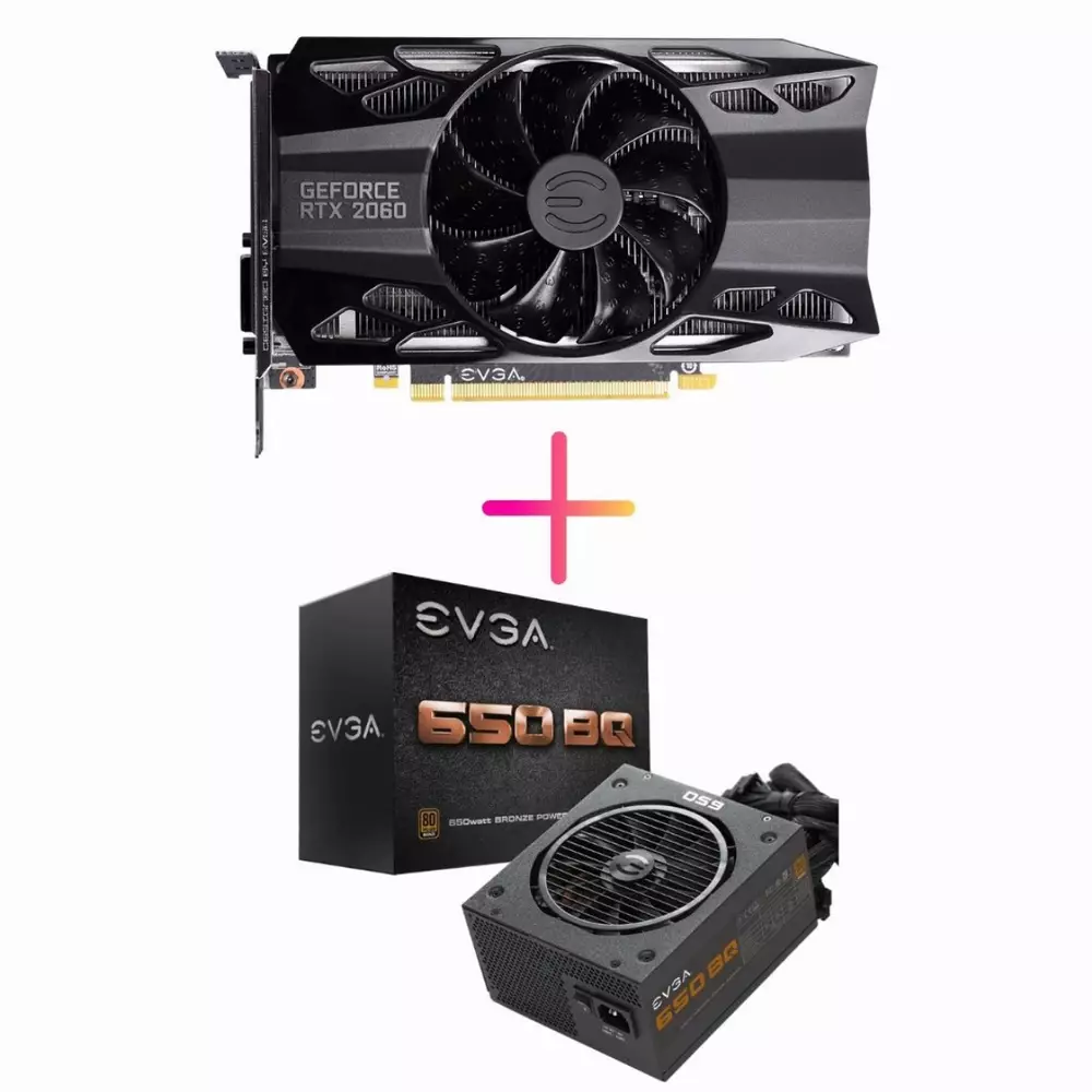 Комбо видео карта + захранване EVGA GeForce RTX 2060 SC GAMING 6GB + EVGA 650BQ 650W 80+ Bronze Semi Modular