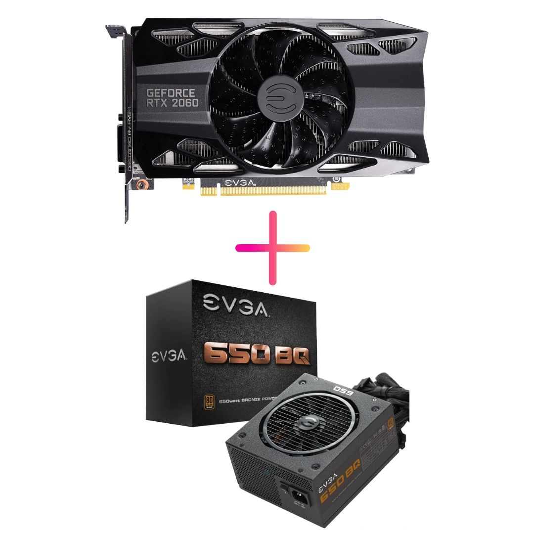 Комбо видео карта + захранване EVGA GeForce RTX 2060 SC GAMING 6GB + EVGA 650BQ 650W 80+ Bronze Semi Modular