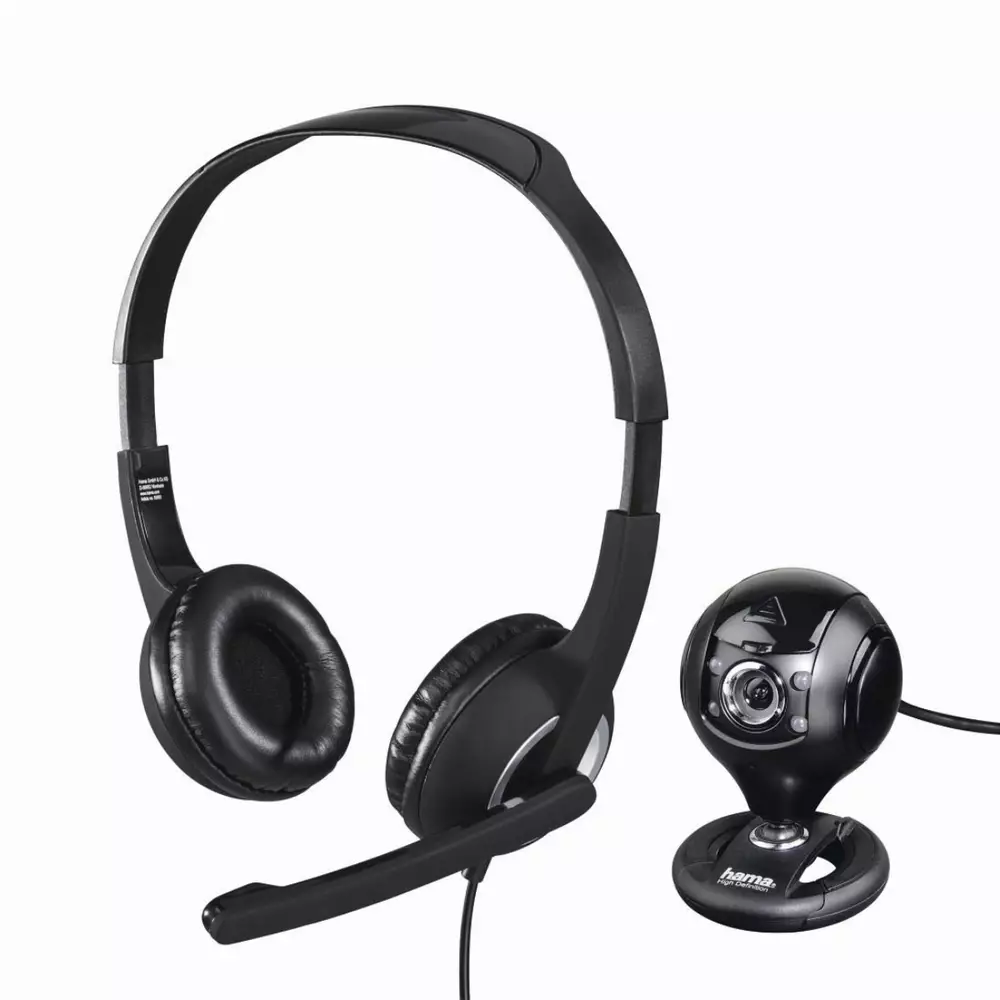Kit di streaming HAMA 139998, Cuffie con microfono HS-P150, Telecamera Spy Protect 720P, Nera
