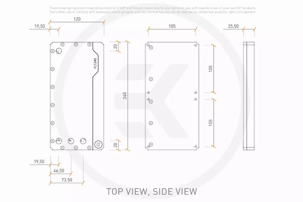 Резервоар EK-Quantum Volume FLT 240 D-RGB - Plexi