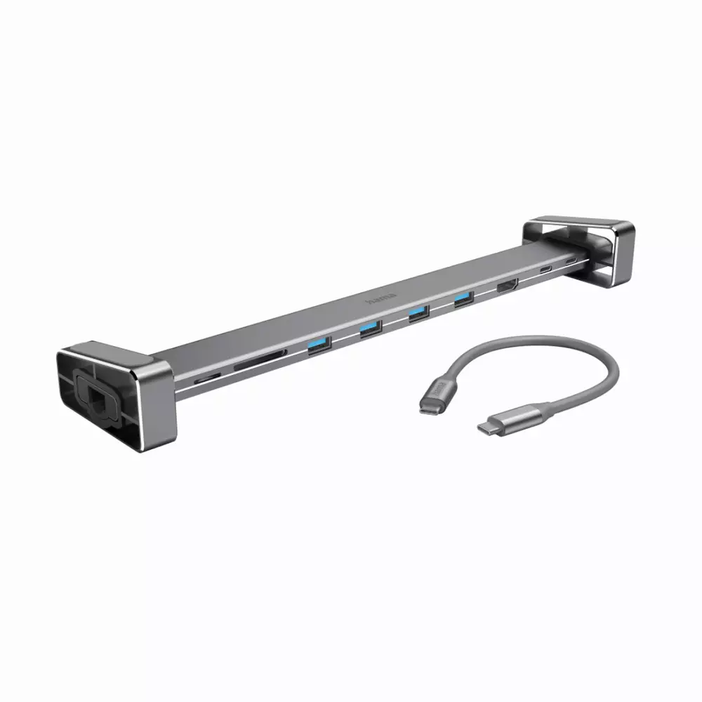 Докинг станция 9 в 1 HAMA 200103, 4 x USB-A, USB-C, HDMI&trade;, LAN, SD, microSD, Сив