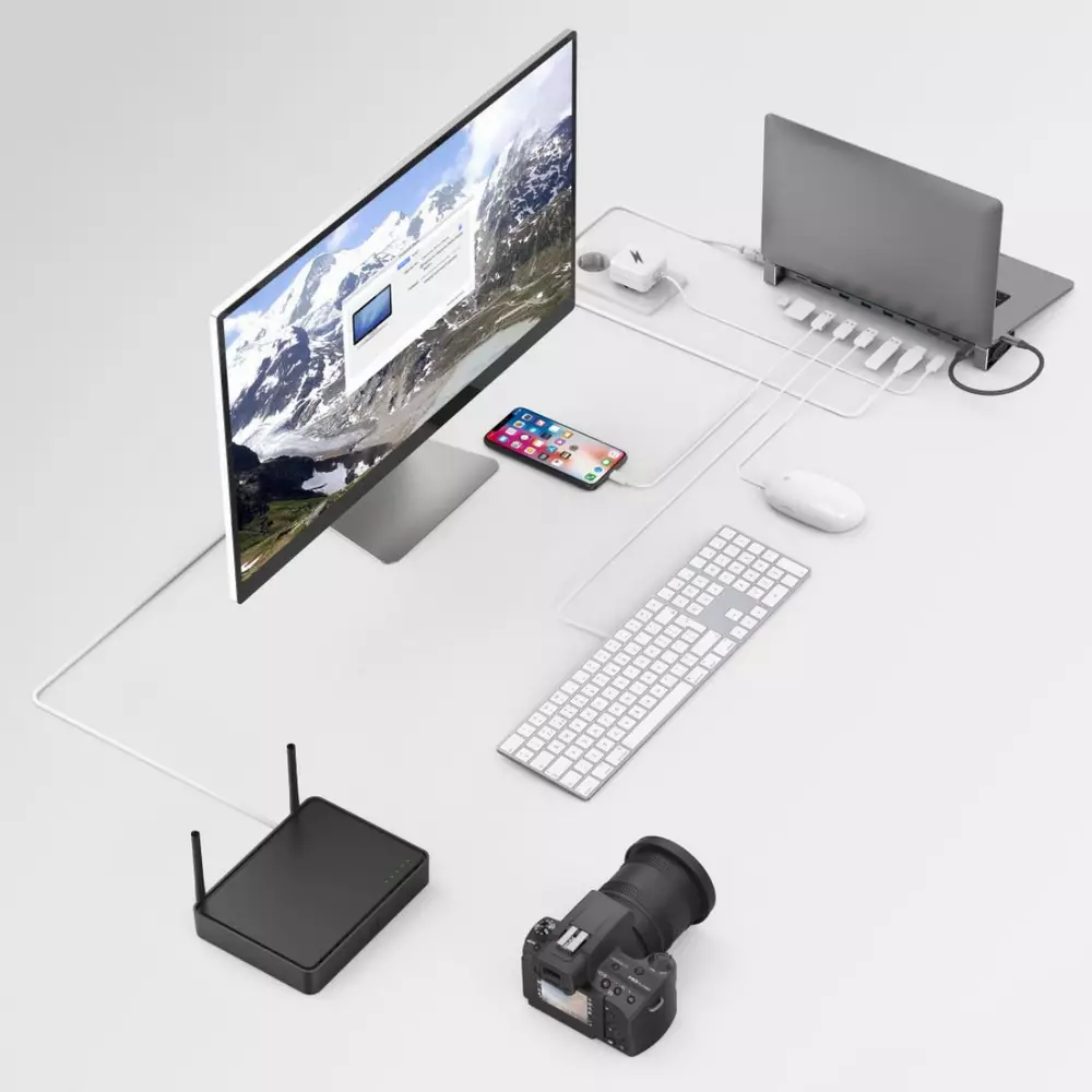 Докинг станция 9 в 1 HAMA 200103, 4 x USB-A, USB-C, HDMI&trade;, LAN, SD, microSD, Сив