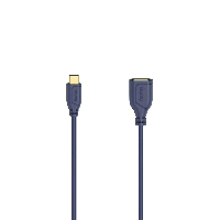 Адаптер HAMA Flexi-Slim, USB-C мъжко - USB 2.0 женско, OTG, 0.15 м., Позлатени конектори, Син