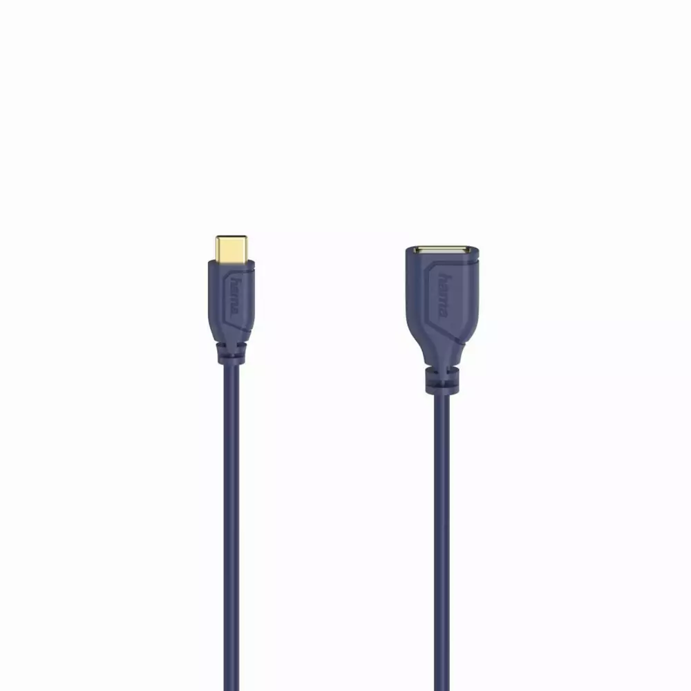 Адаптер HAMA Flexi-Slim, USB-C мъжко - USB 2.0 женско, OTG, 0.15 м., Позлатени конектори, Син