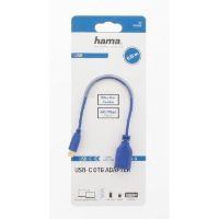 Адаптер HAMA Flexi-Slim, USB-C мъжко - USB 2.0 женско, OTG, 0.15 м., Позлатени конектори, Син