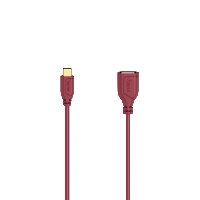 Адаптер HAMA Flexi-Slim, USB-C мъжко - USB 2.0 женско, OTG, 0.15 м., Позлатени конектори, Червен