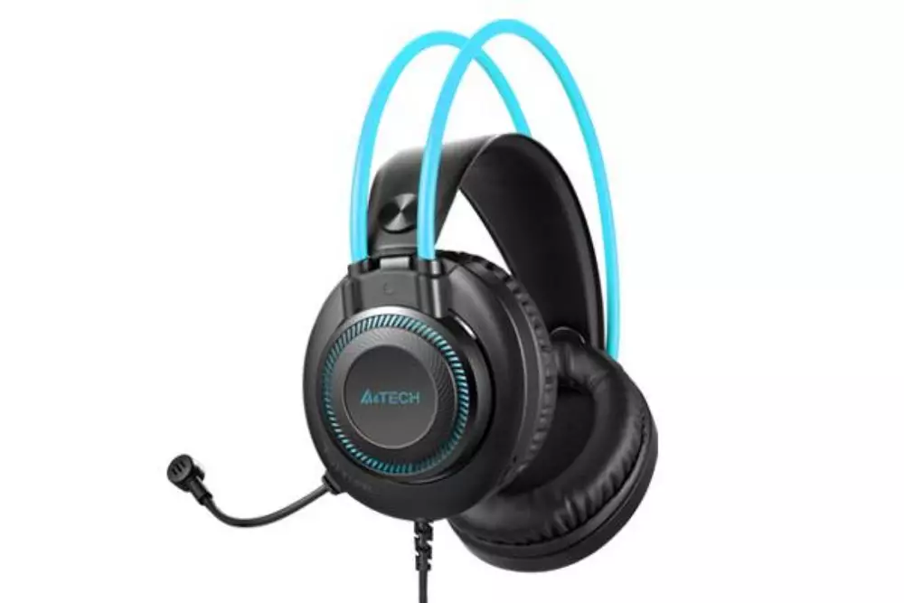Слушалки с микрофон A4TECH FH200U, Стерео, USB, Черен/Син