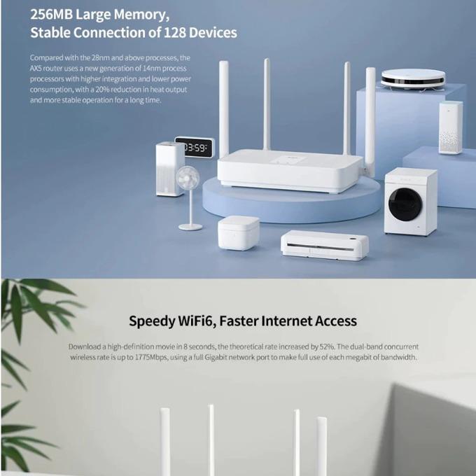 Безжичен Рутер Xiaomi Mi Router AX1800, 2.4 GHz, 574 - 1201 Мbрѕ, 10/100/1000