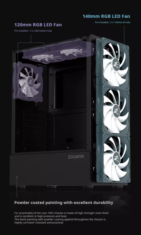Кутия Zalman N4 RGB Tempered Glass Case ATX