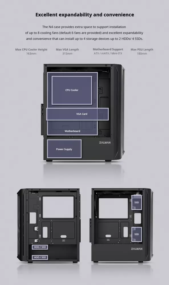 Кутия Zalman N4 RGB Tempered Glass Case ATX