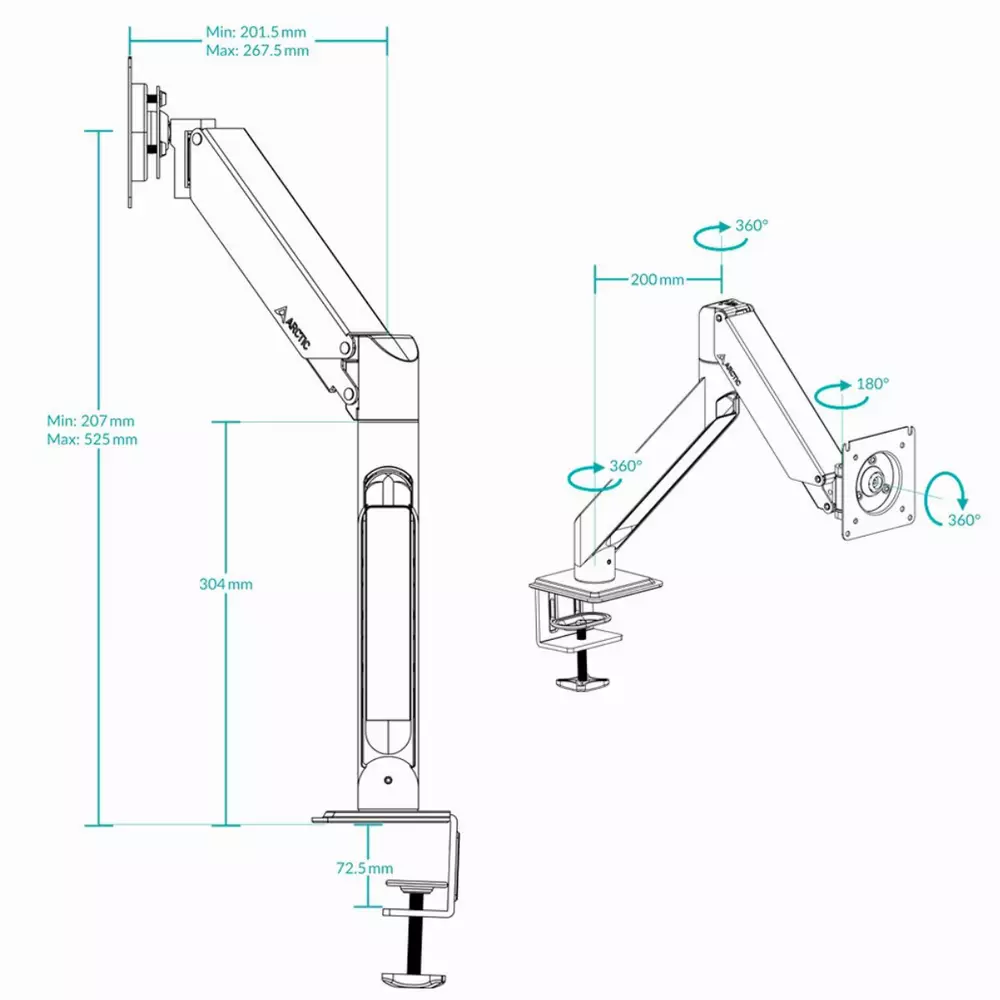 Стойка за монитор за бюро Arctic - X1-3D - AEMNT00062A