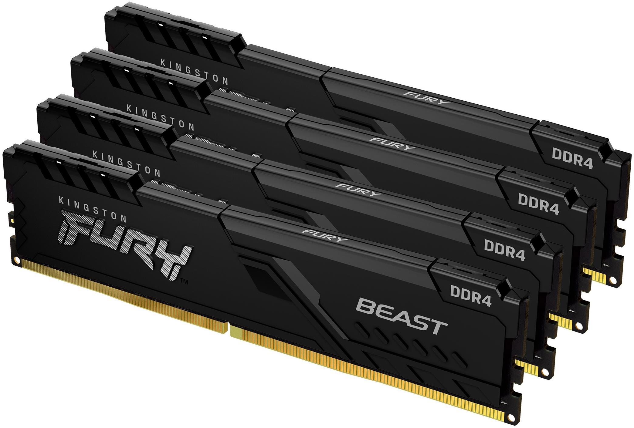 Памет Kingston FURY Beast Black 32GB (4x8GB) DDR4 3600MHz CL17 - KF436C17BBK4/32