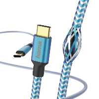Кабел HAMA Reflective, USB-C мъжко - USB-C мъжко, 480 Mbps, 1.5 м., Син
