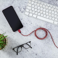 Кабел HAMA Reflective, USB-C мъжко - USB-C мъжко, 480 Mbps, 1.5 м., Червен