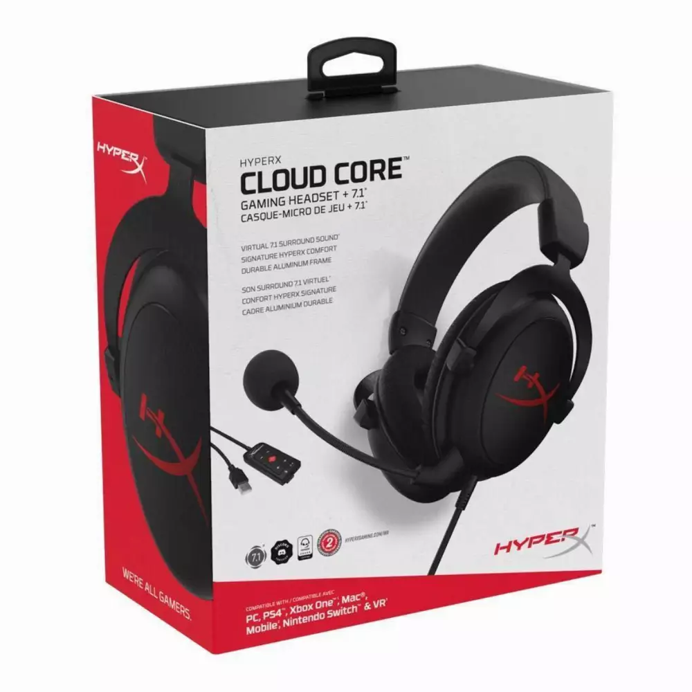 Геймърски слушалки HyperX Cloud Core + 7.1