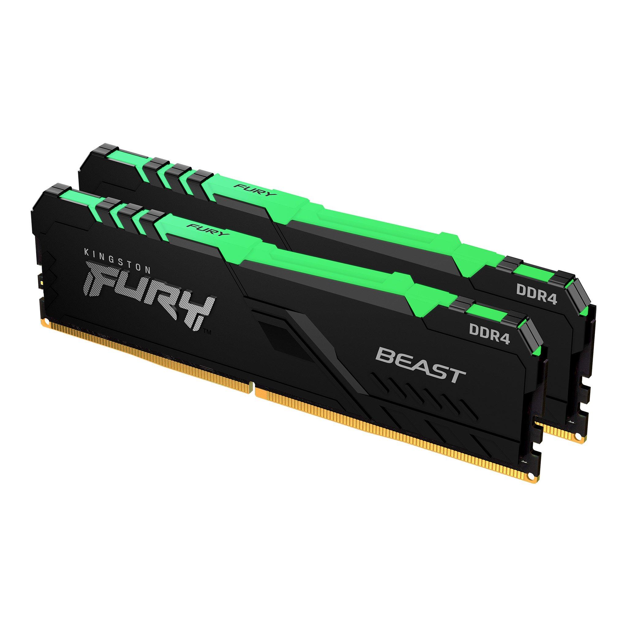 Памет Kingston FURY Beast Black RGB 64GB (2x32GB) DDR4 3200MHz CL16 - KF432C16BBAK2/64