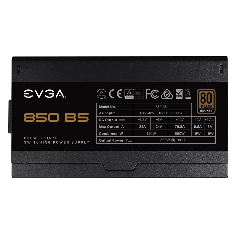 Захранване EVGA 850 B5, 80 Plus BRONZE 850W, Fully Modular 220-B5-0850-V2