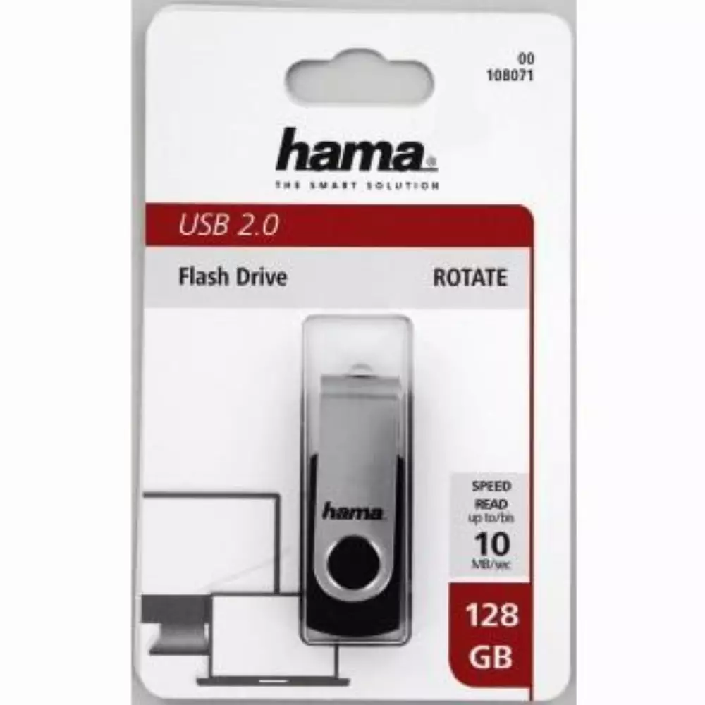 USB памет HAMA Rotate, 128GB, 10 MB/s, Черен