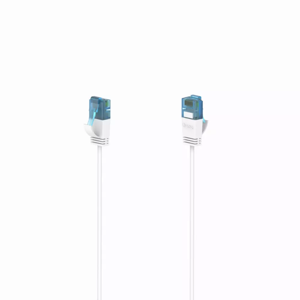 Cable de red HAMA Flexi-Slim, U/UTP CAT 6a, 10 Gbit/s, RJ-45 - RJ45, 0.75 m, Blanco