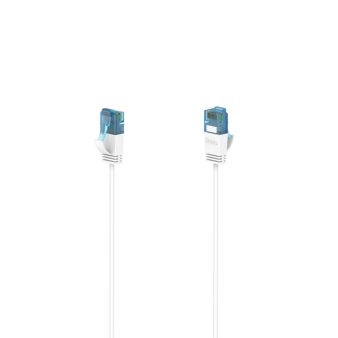 Câble réseau HAMA Flexi-Slim, U/UTP CAT 6a, 10 Gbit/s, RJ-45 - RJ45, 0.75 m, Blanc