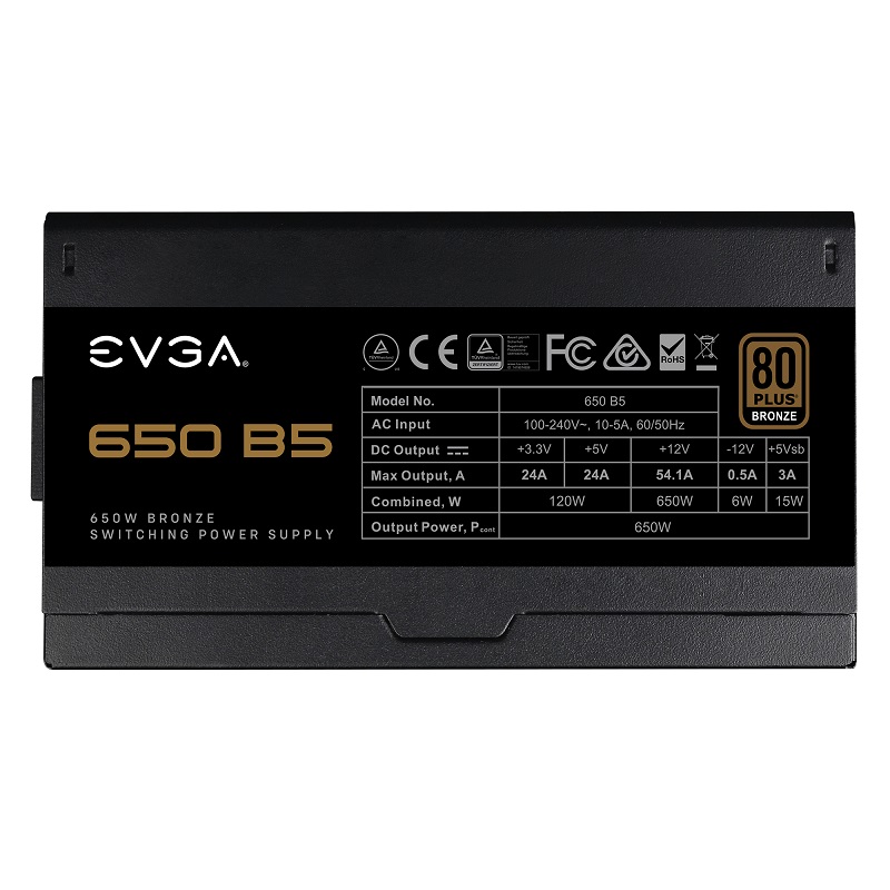 Захранване EVGA 650 B5 (650W) 80 Plus Bronze Fully Modular - 220-B5-0650-V2