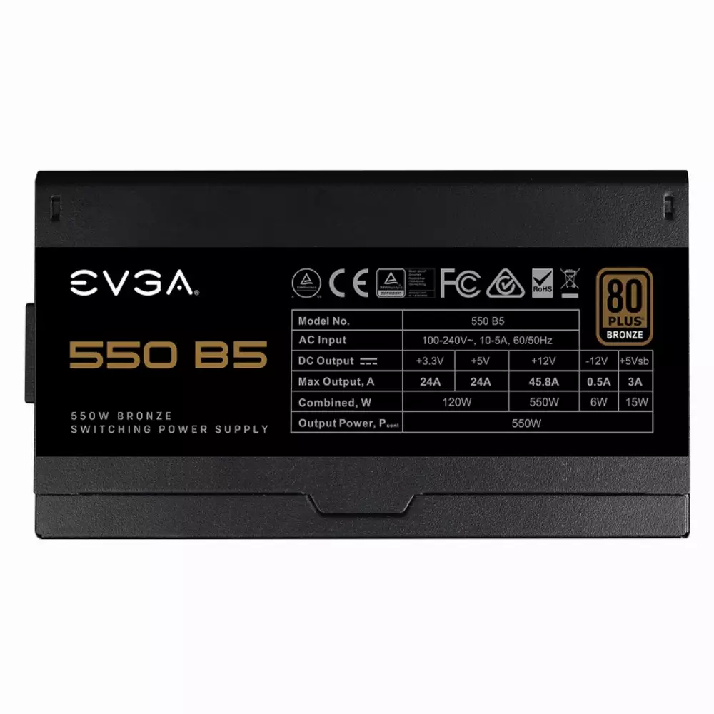 Захранване EVGA 550 B5, 80 Plus BRONZE 550W, Fully Modular 220-B5-0550-V2