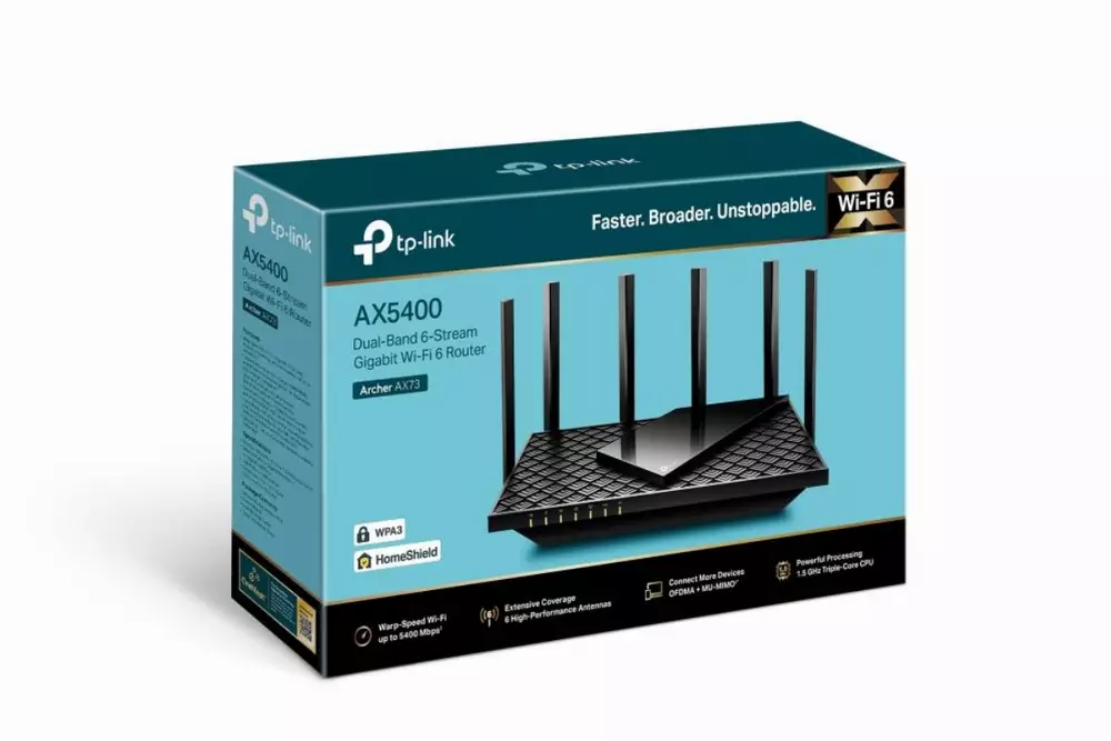 Безжичен рутер TP-Link Archer AX73, AX5400 двулентов Gigabit Wi-Fi 6 с OneMesh технология