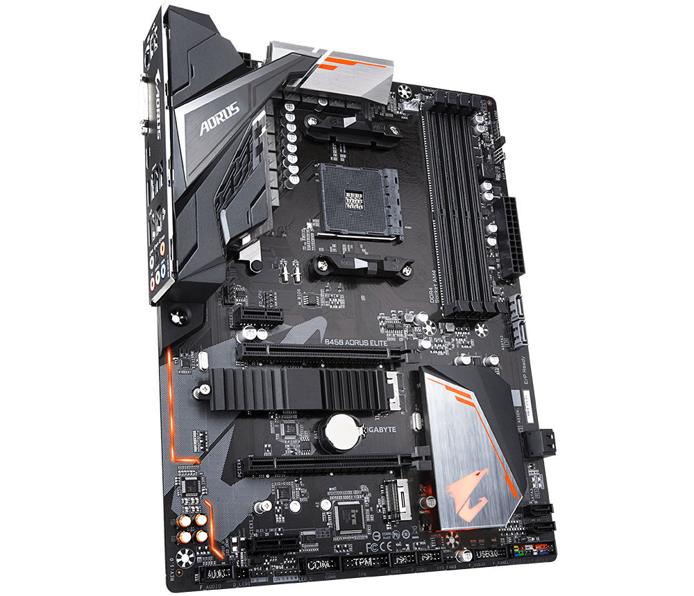 Дънна платка GIGABYTE B450 AORUS Elite Socket AM4, 4 x DDR4, RGB Fusion, (rev. 1.0)