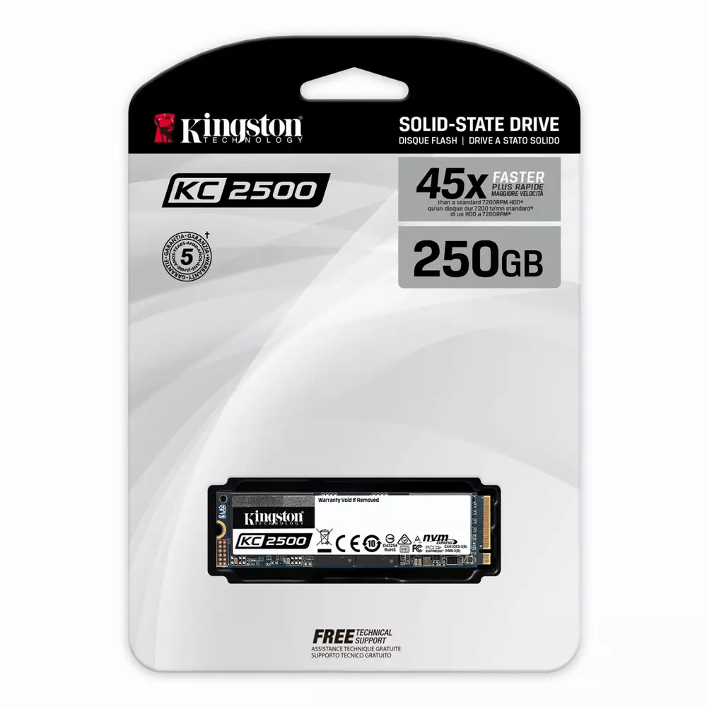 Диск SSD Kingston 1TB KC2500 M.2 2280 NVMe PCIe Gen 3.0 x 4 - SKC2500M8/1000G