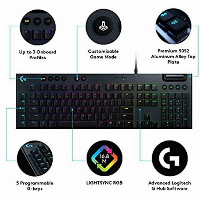 Геймърска механична клавиатура Logitech, G815 Lightsync RGB, Clicky суичове, US Layout