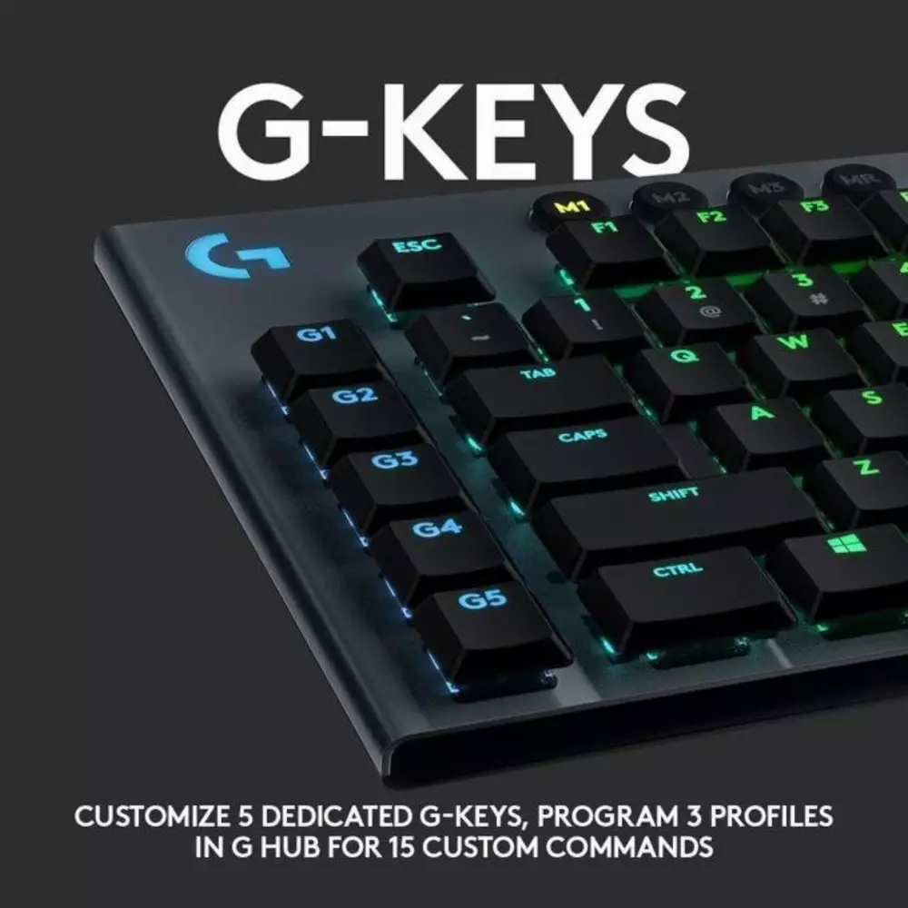 Геймърска механична клавиатура Logitech, G815 Lightsync RGB, Clicky суичове, US Layout