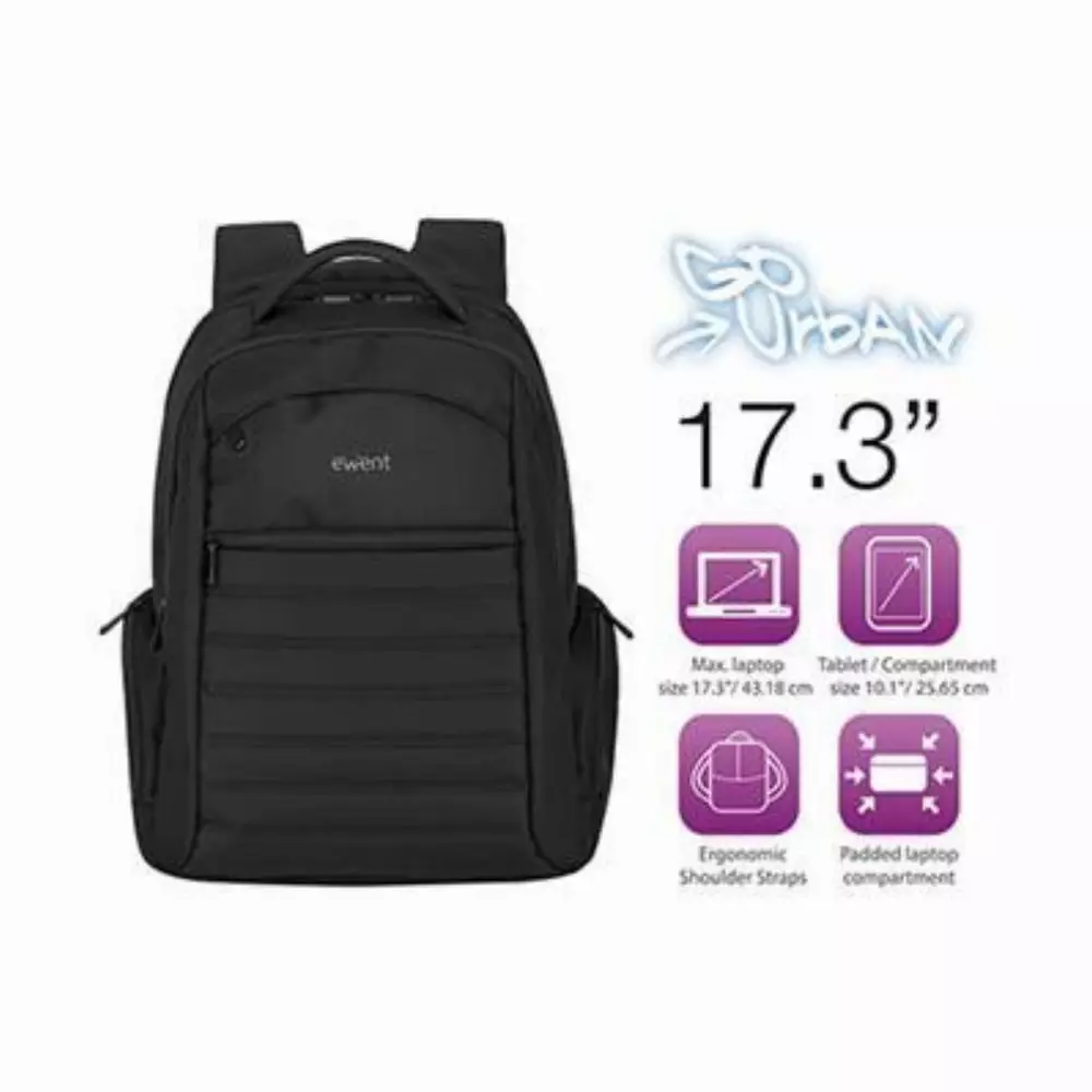 Раница за лаптоп Ewent EW2528, до 17.3 inch, Черен