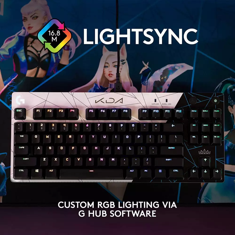 Геймърска механична клавиатура Logitech G Pro K/DA GX Brown Tactile RGB 