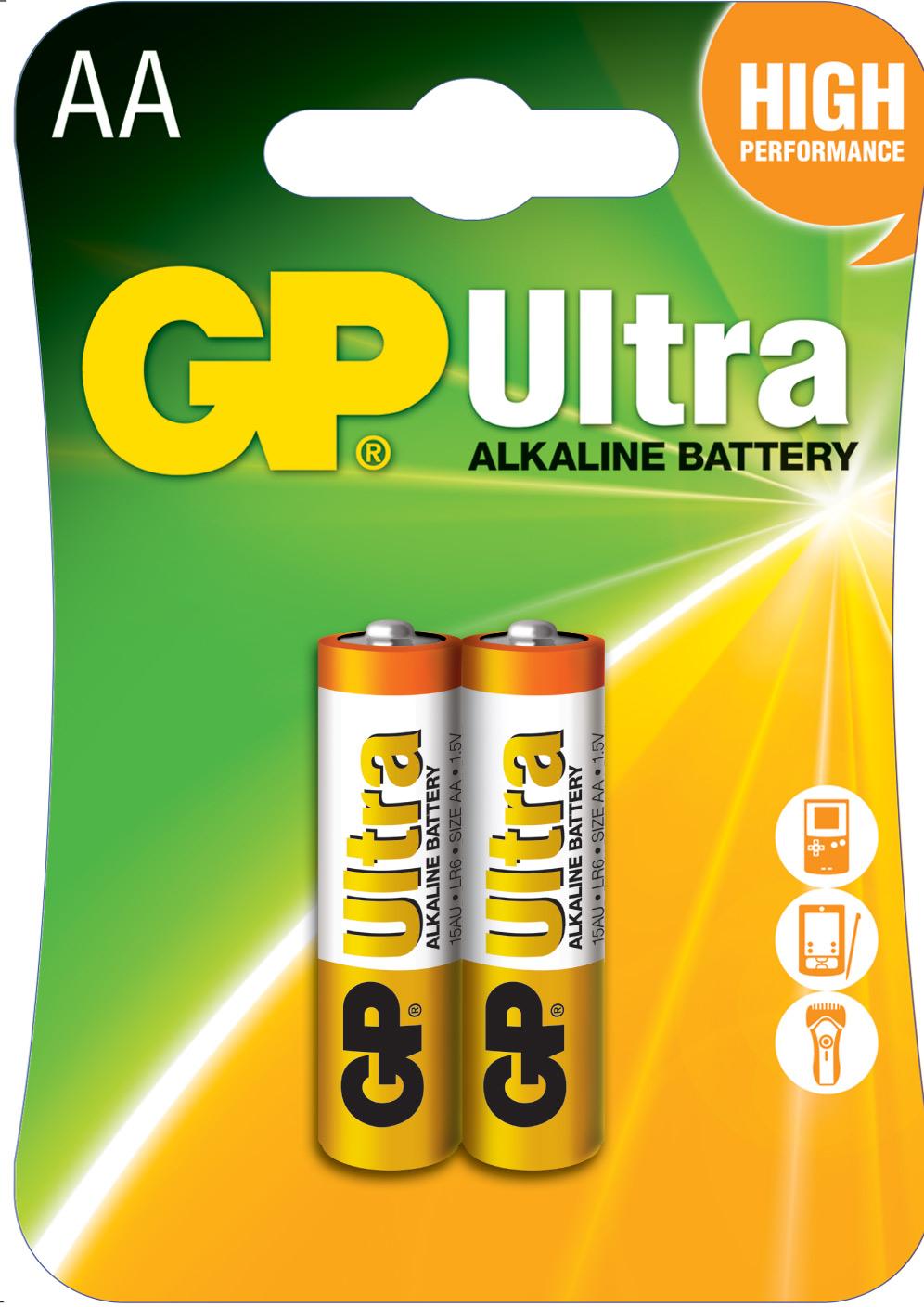Batterie alcaline GP ULTRA LR6 AA /2 pièces dans l'emballage/ 1.5V GP, GP15AU