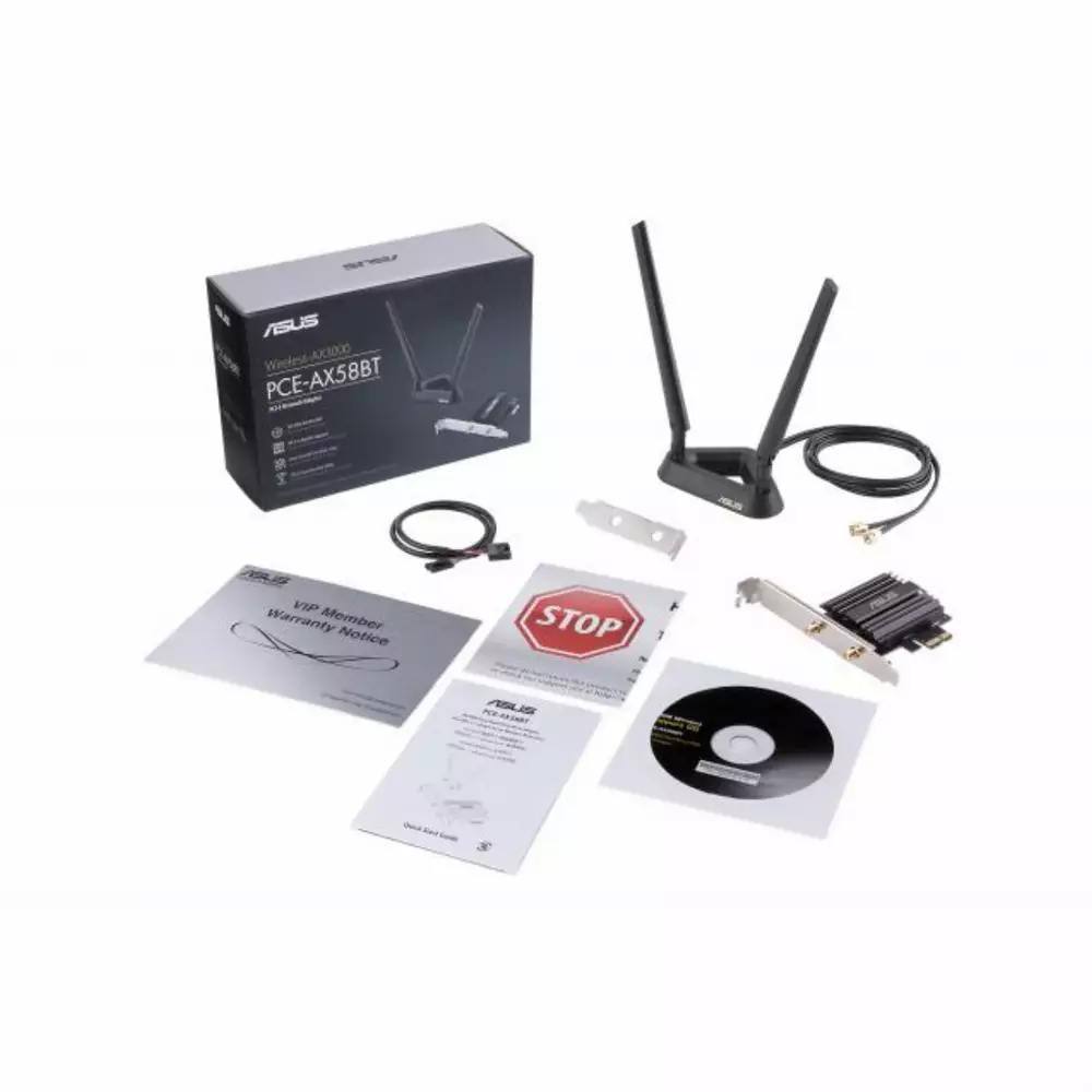 Безжичен адаптер ASUS PCE-AX58BT AX3000 Dual Band PCI-E WiFi 6 (802.11ax) Bluetooth 5.0 WPA3