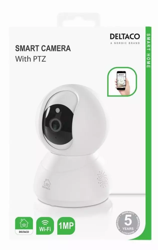 Смарт камера DELTACO SH-IPC03, 720p, WiFi 2.4GHz, IR 10m, 1/4" CMOS, microSD, Бяла