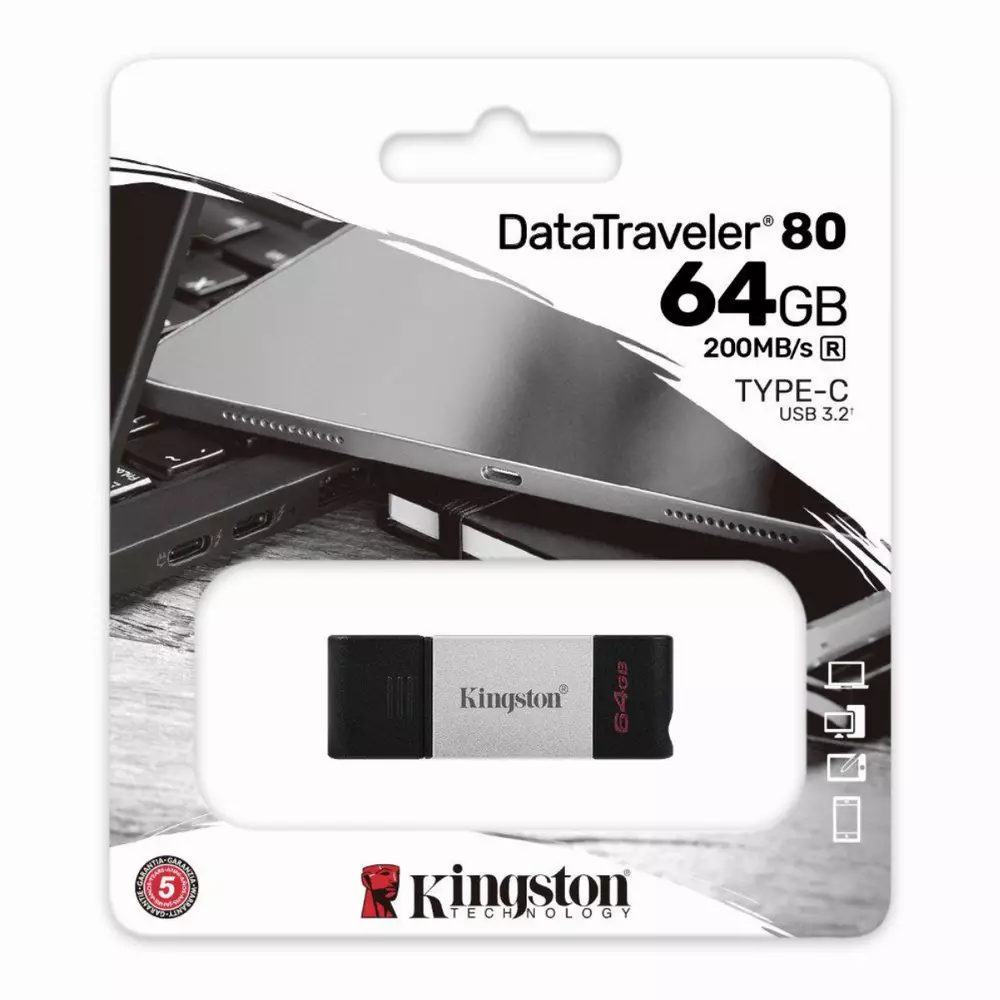 USB памет Kingston DataTraveler 80 64GB USB-C 3.2 Gen 1 Black